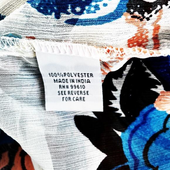 Tramp Floral Sheer Colorful Swing Blouse Size Large EUC - Picture 10 of 16